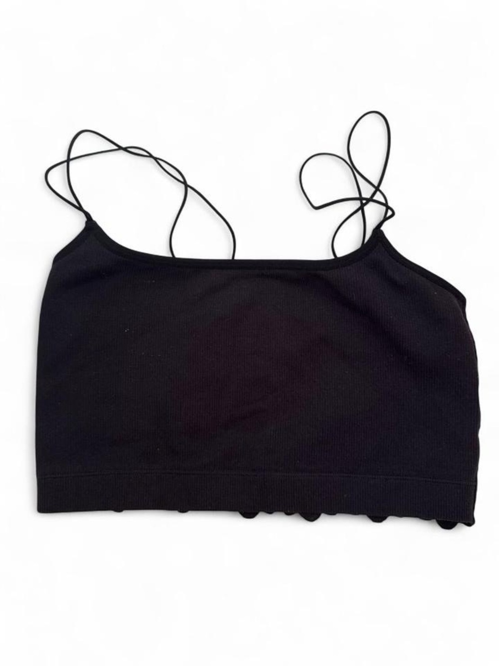 Black Spaghetti-Strap Crop Tank Top